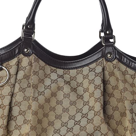 gucci sukey tote large satche|GUCCI Monogram Large Sukey Tote Brown .